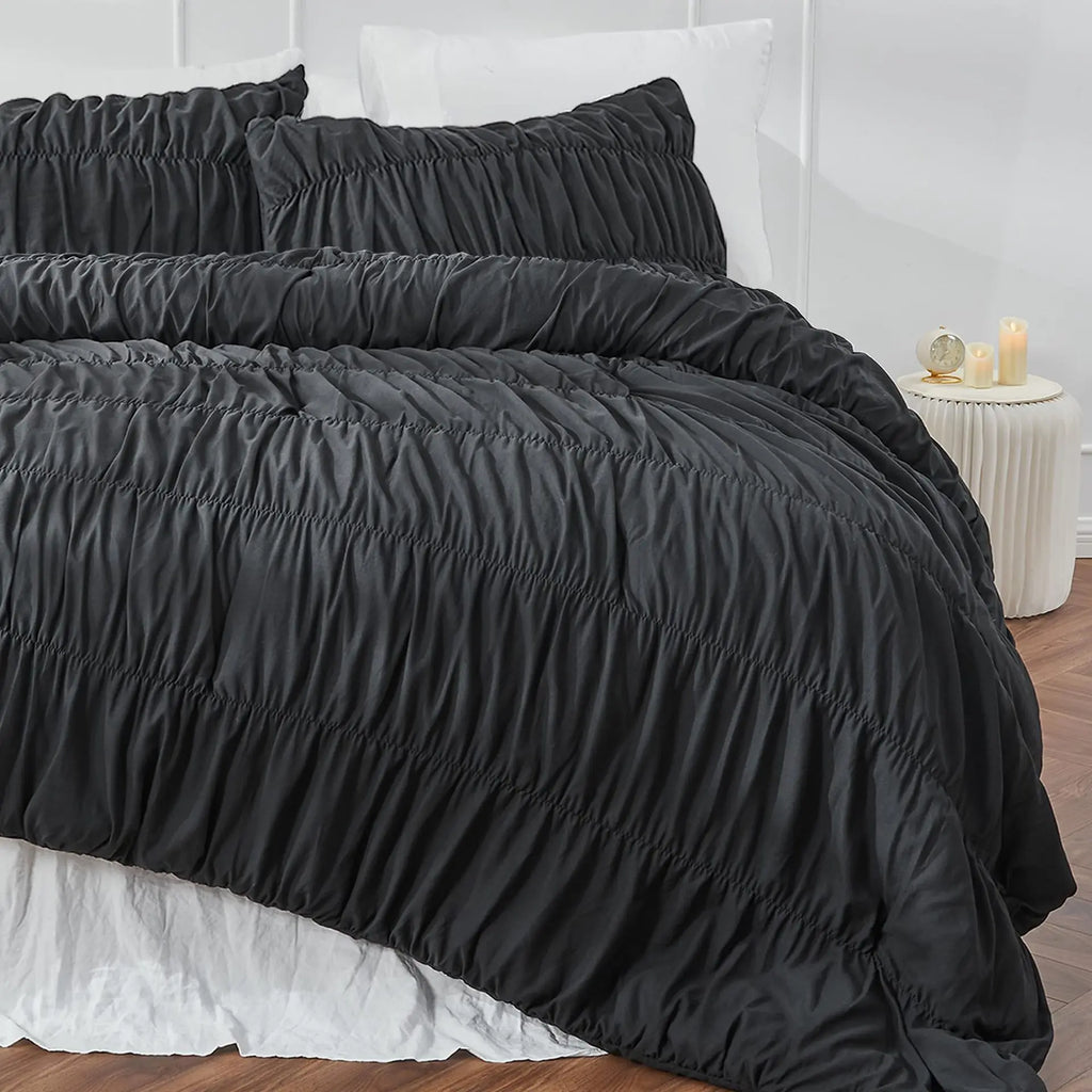Ruched Luxury Boho Duvet Cover Set (includes Duvet cover + pillowcases 2-3pcs)
