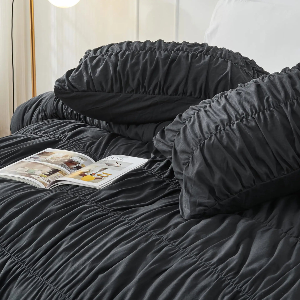 Ruched Luxury Boho Duvet Cover Set (includes Duvet cover + pillowcases 2-3pcs)