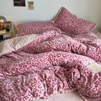 Velvet Leopard Print Duvet Cover Set (includes Duvet Cover + Flat Bed Sheet + Pillowcases 4Pcs)