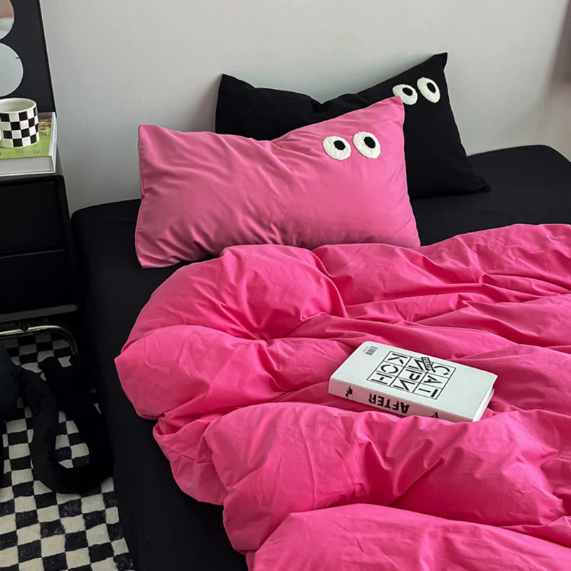 Color Block Duvet Cover Set (includes duvet cover + sheet + pillowcases 4Pcs)