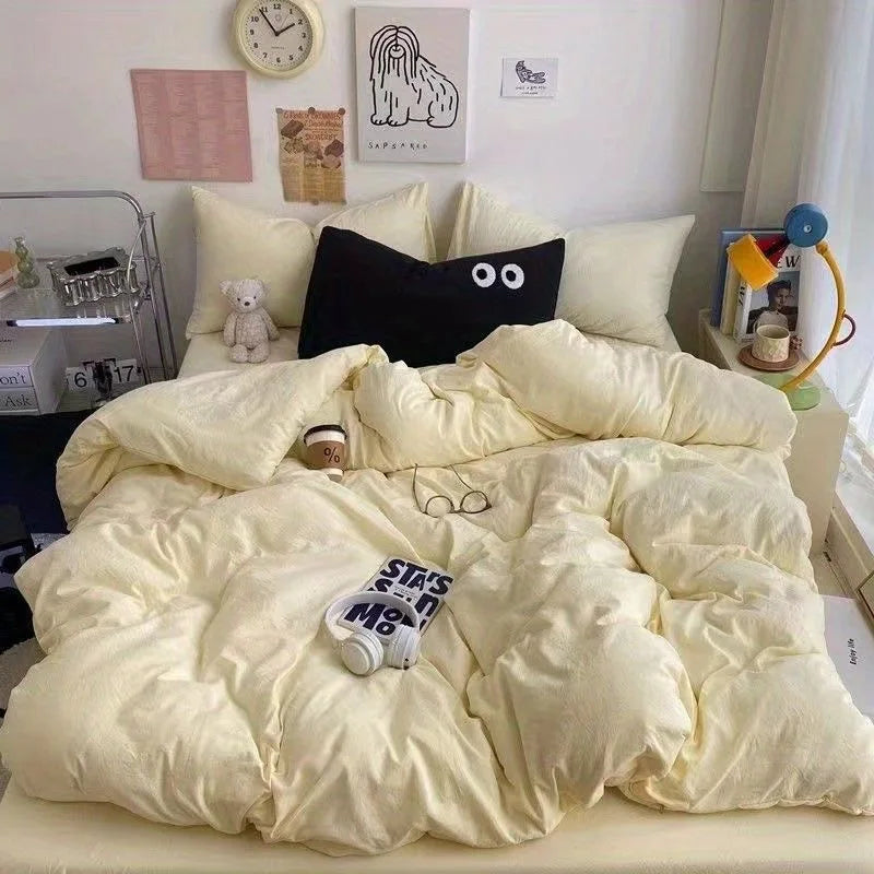 Color Block Duvet Cover Set (includes duvet cover + sheet + pillowcases 4Pcs)