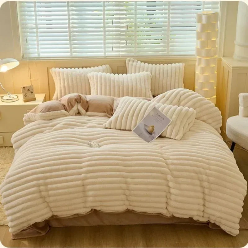 Plush Duvet Cover Set | Double-sided Velvet(includes duvet cover + pillowcases 3pcs)