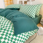 Nordic Style Checkerboard Duvet Cover Set (includes duvet cover + sheet + pillowcases 4Pcs)