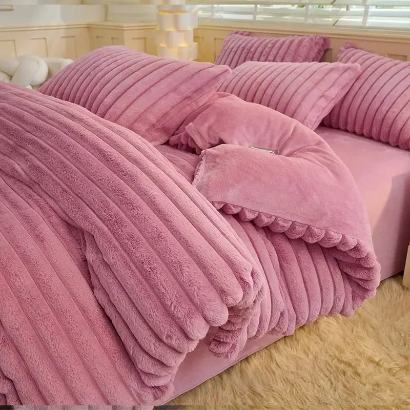 Plush Duvet Cover Set | Double-sided Velvet(includes duvet cover + pillowcases 3pcs)