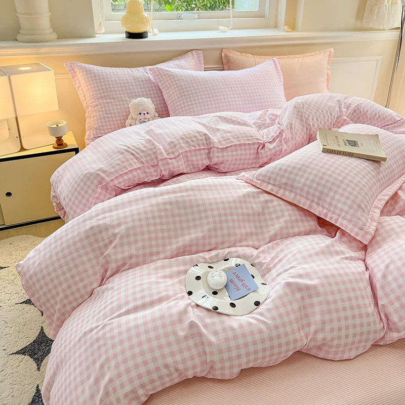 Gingham Duvet Cover Set (includes duvet cover + pillowcases 3pcs)