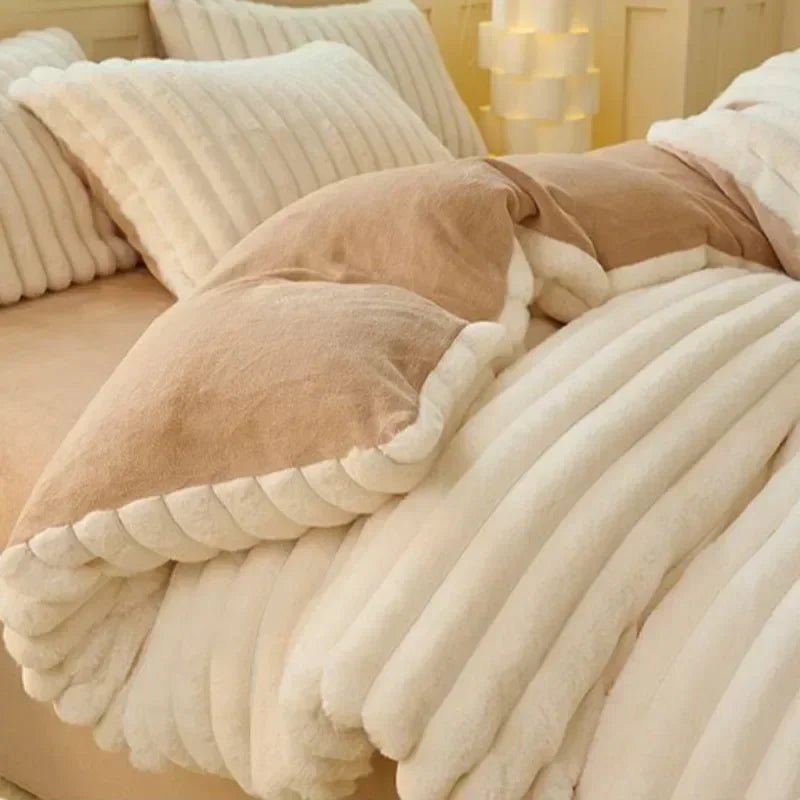 Plush Duvet Cover Set | Double-sided Velvet(includes duvet cover + pillowcases 3pcs)
