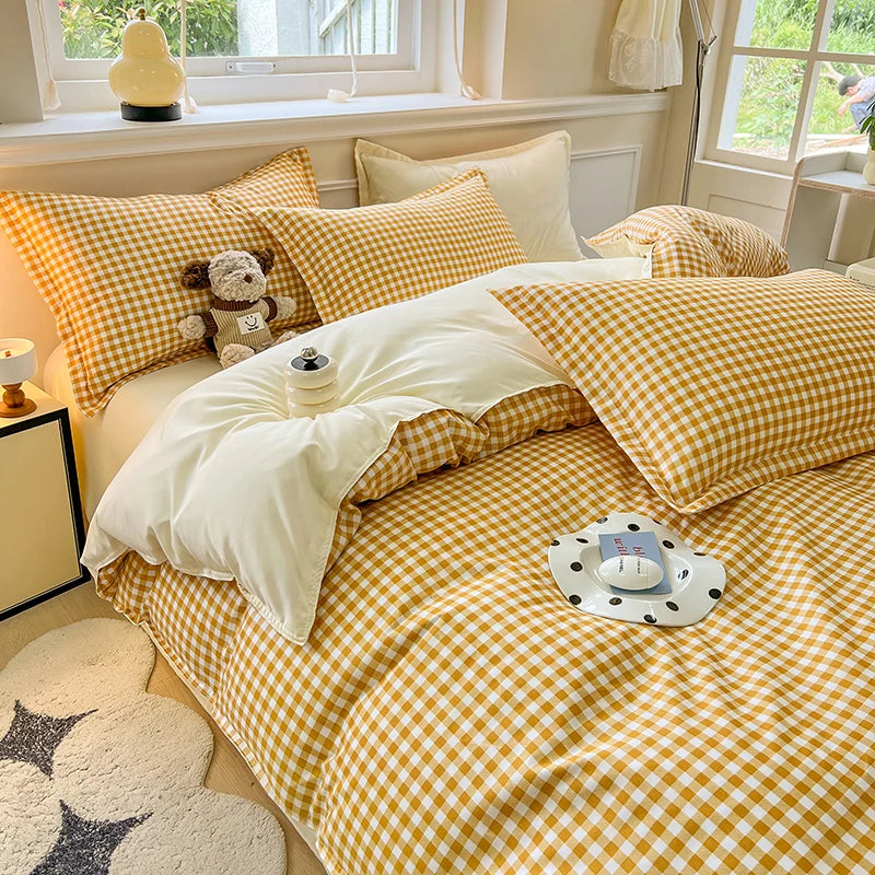 Gingham Duvet Cover Set (includes duvet cover + pillowcases 3pcs)