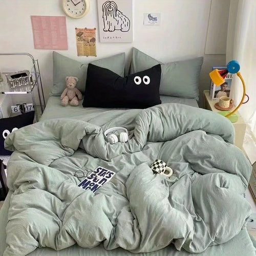 Color Block Duvet Cover Set (includes duvet cover + sheet + pillowcases 4Pcs)