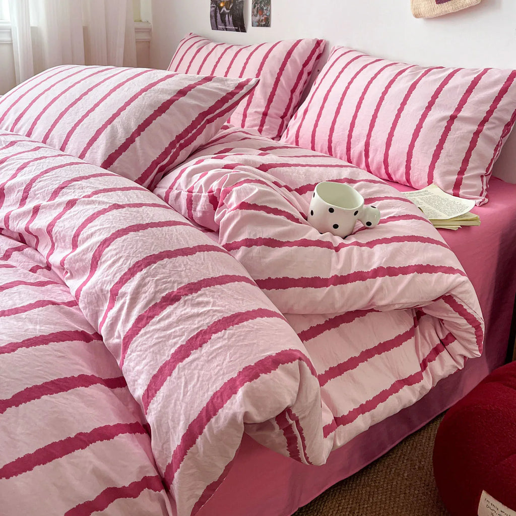 Thin Striped Duvet Cover Set (includes duvet cover + pillowcases 3pcs)
