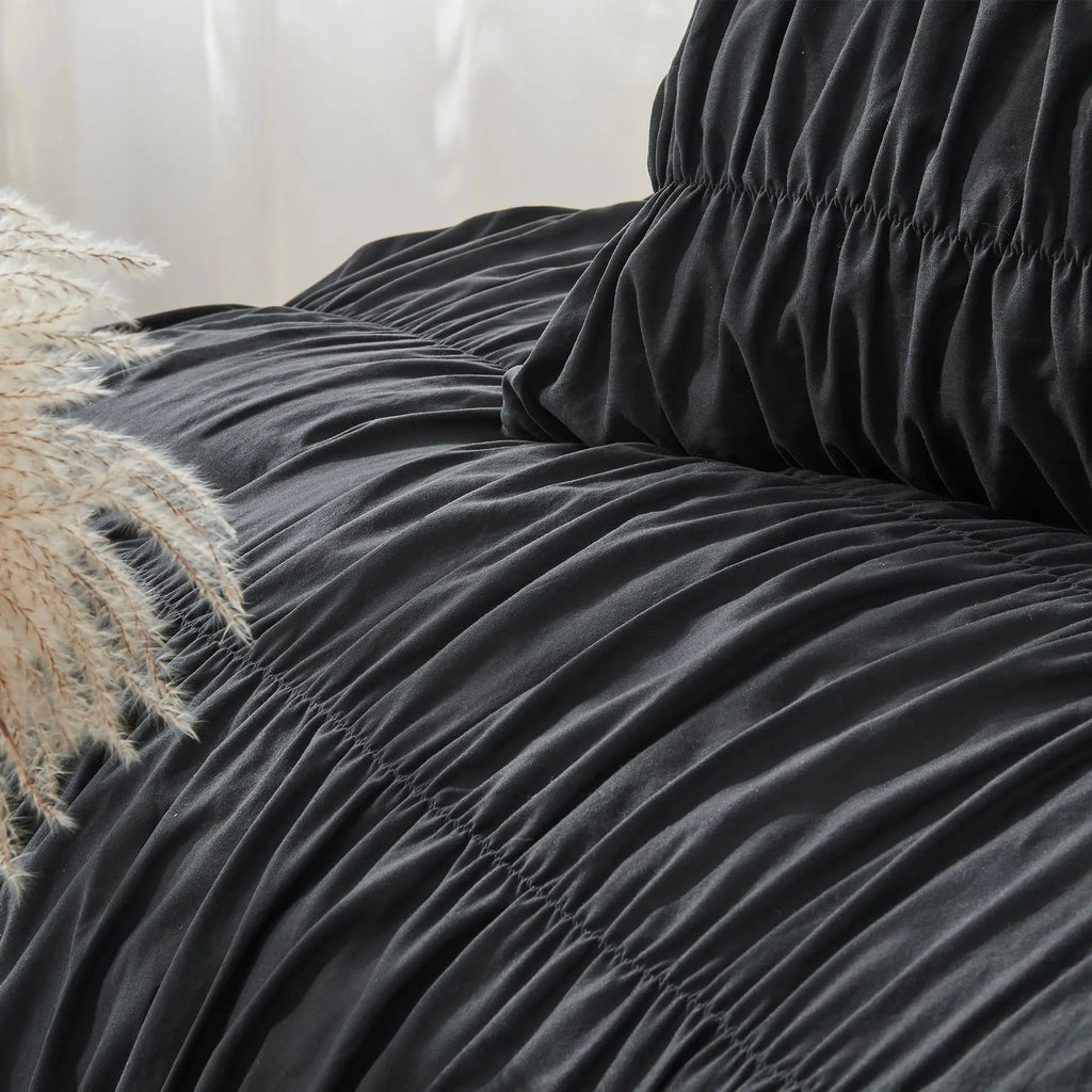 Ruched Luxury Boho Duvet Cover Set (includes Duvet cover + pillowcases 2-3pcs)