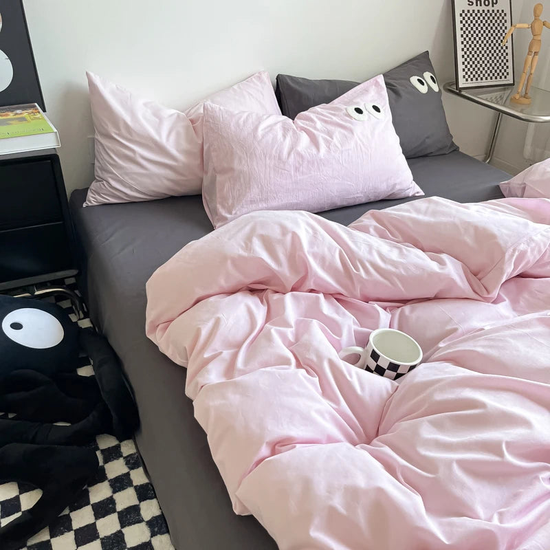 Color Block Duvet Cover Set (includes duvet cover + sheet + pillowcases 4Pcs)