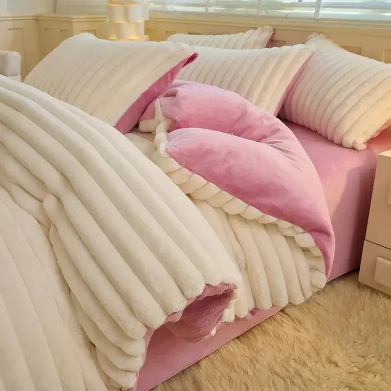 Plush Duvet Cover Set | Double-sided Velvet(includes duvet cover + pillowcases 3pcs)