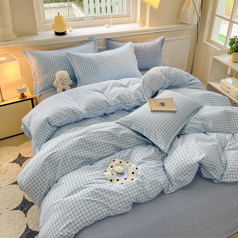 Gingham Duvet Cover Set (includes duvet cover + pillowcases 3pcs)