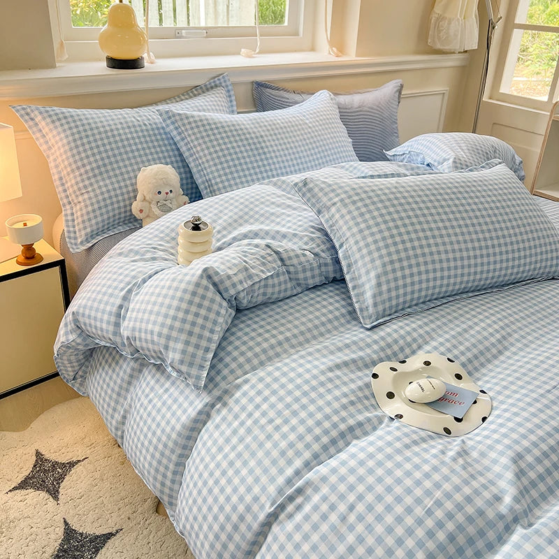 Gingham Duvet Cover Set (includes duvet cover + pillowcases 3pcs)