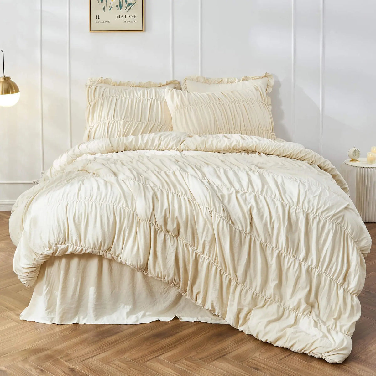 Ruched Luxury Boho Duvet Cover Set (includes Duvet cover + pillowcases 2-3pcs)