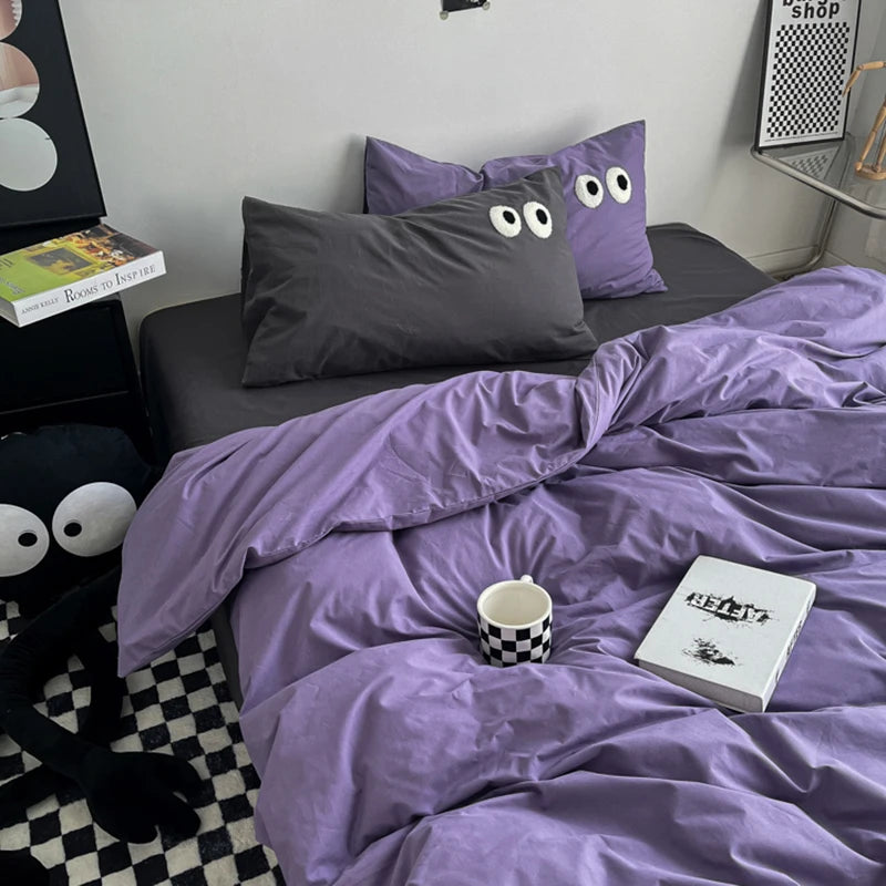 Color Block Duvet Cover Set (includes duvet cover + sheet + pillowcases 4Pcs)