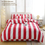 Red stripe Duvet Cover Set (includes Duvet Cover + Pillowcases 3pcs)