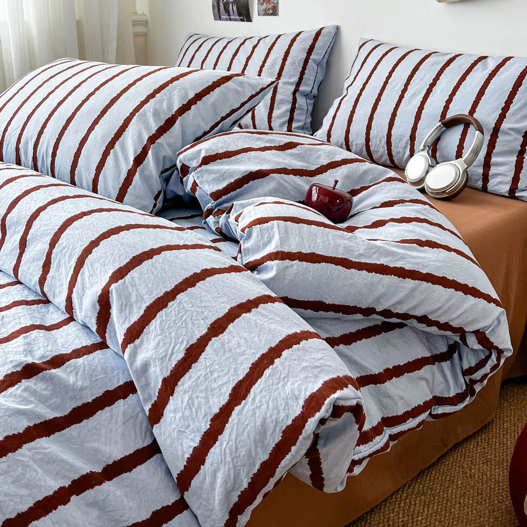 Thin Striped Duvet Cover Set (includes duvet cover + pillowcases 3pcs)