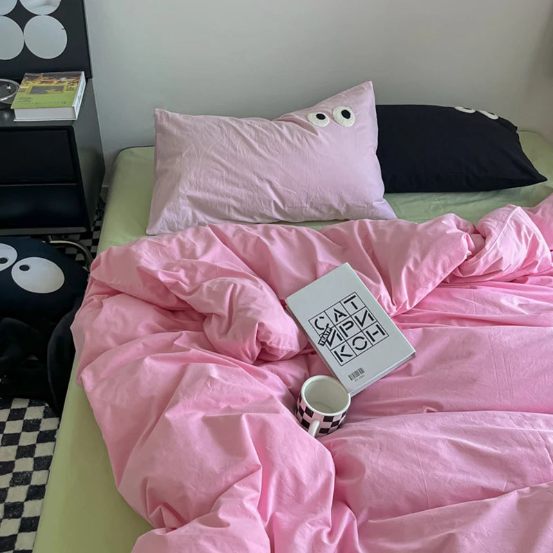Color Block Duvet Cover Set (includes duvet cover + sheet + pillowcases 4Pcs)