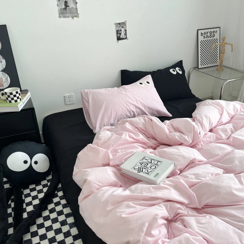 Color Block Duvet Cover Set (includes duvet cover + sheet + pillowcases 4Pcs)