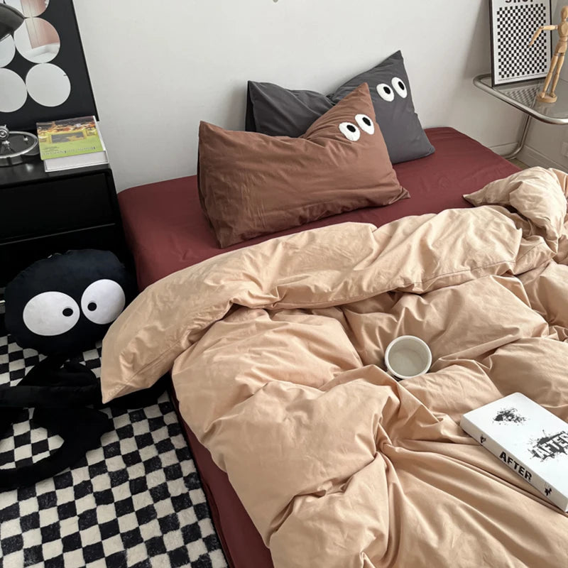 Color Block Duvet Cover Set (includes duvet cover + sheet + pillowcases 4Pcs)