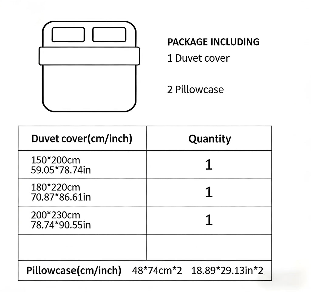 Thin Striped Duvet Cover Set (includes duvet cover + pillowcases 3pcs)