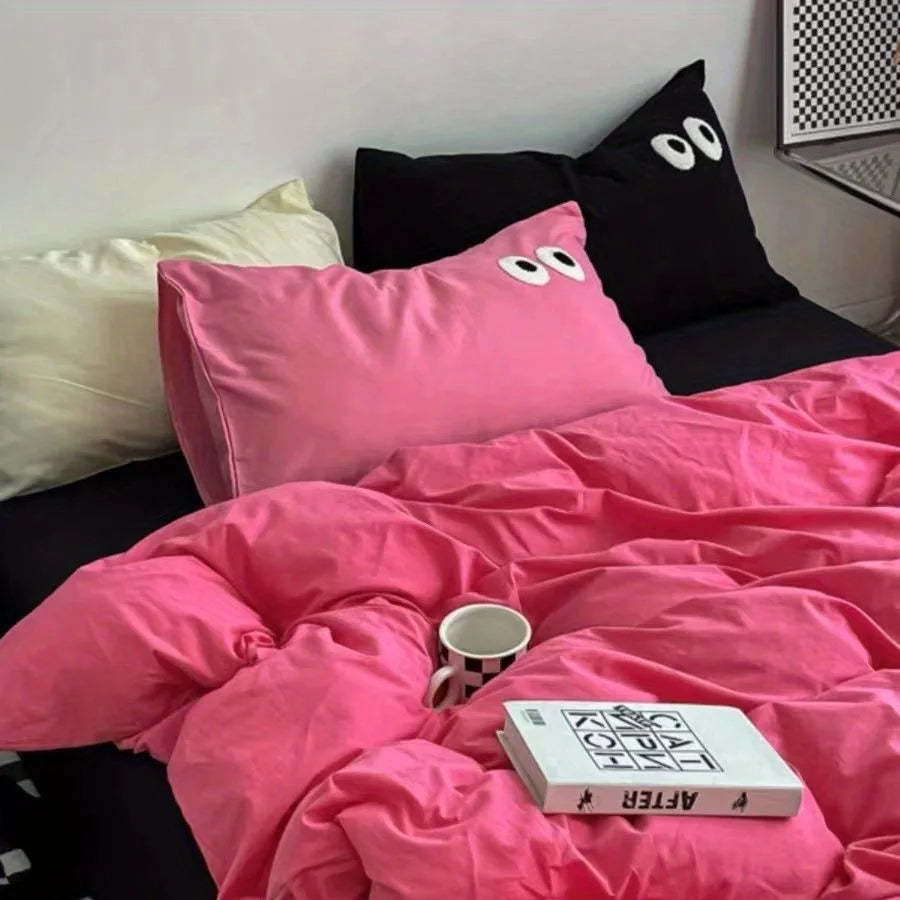 Color Block Duvet Cover Set (includes duvet cover + sheet + pillowcases 4Pcs)