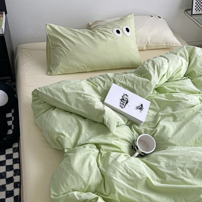 Color Block Duvet Cover Set (includes duvet cover + sheet + pillowcases 4Pcs)