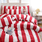 Red stripe Duvet Cover Set (includes Duvet Cover + Pillowcases 3pcs)