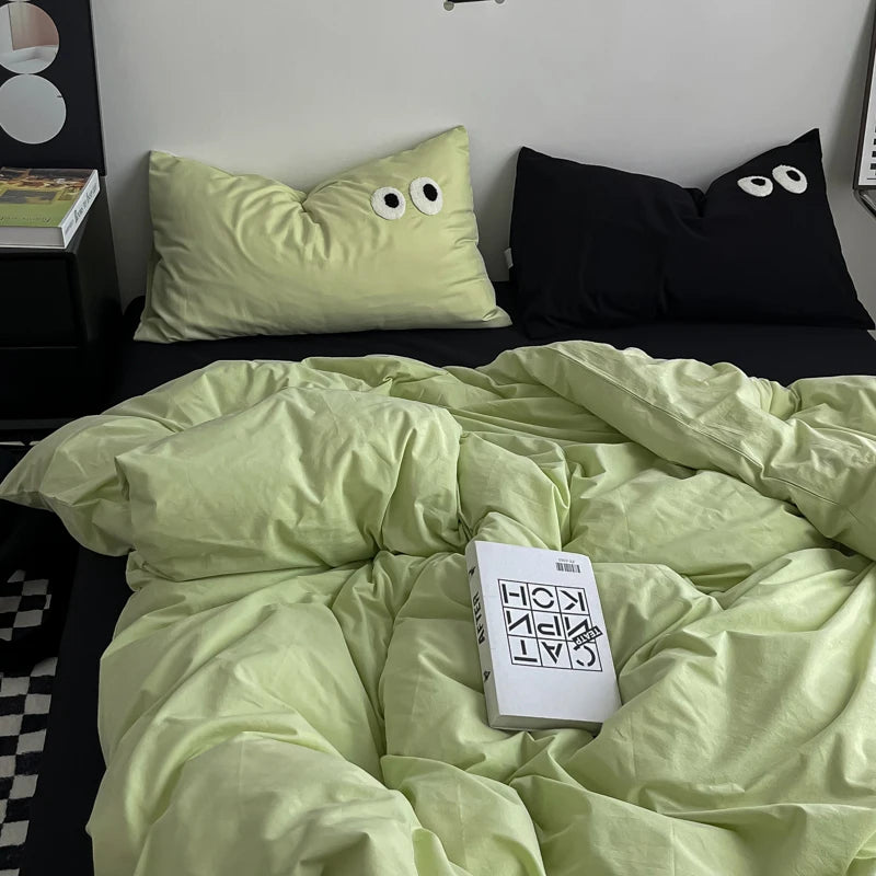 Color Block Duvet Cover Set (includes duvet cover + sheet + pillowcases 4Pcs)
